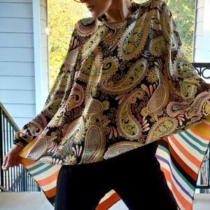 Coco Bianco Multicolor Paisley Mixed Print Boho Blouse M